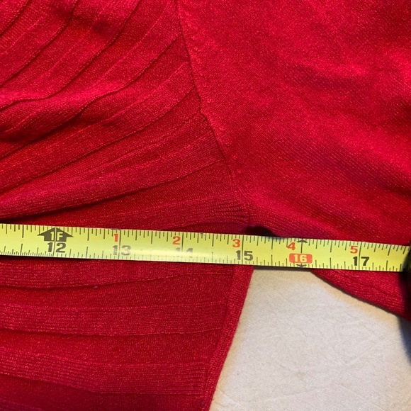 Candies Rich Red Twist Front Sweetheart Neck Fitted Sweater Top - Picture 6 of 8